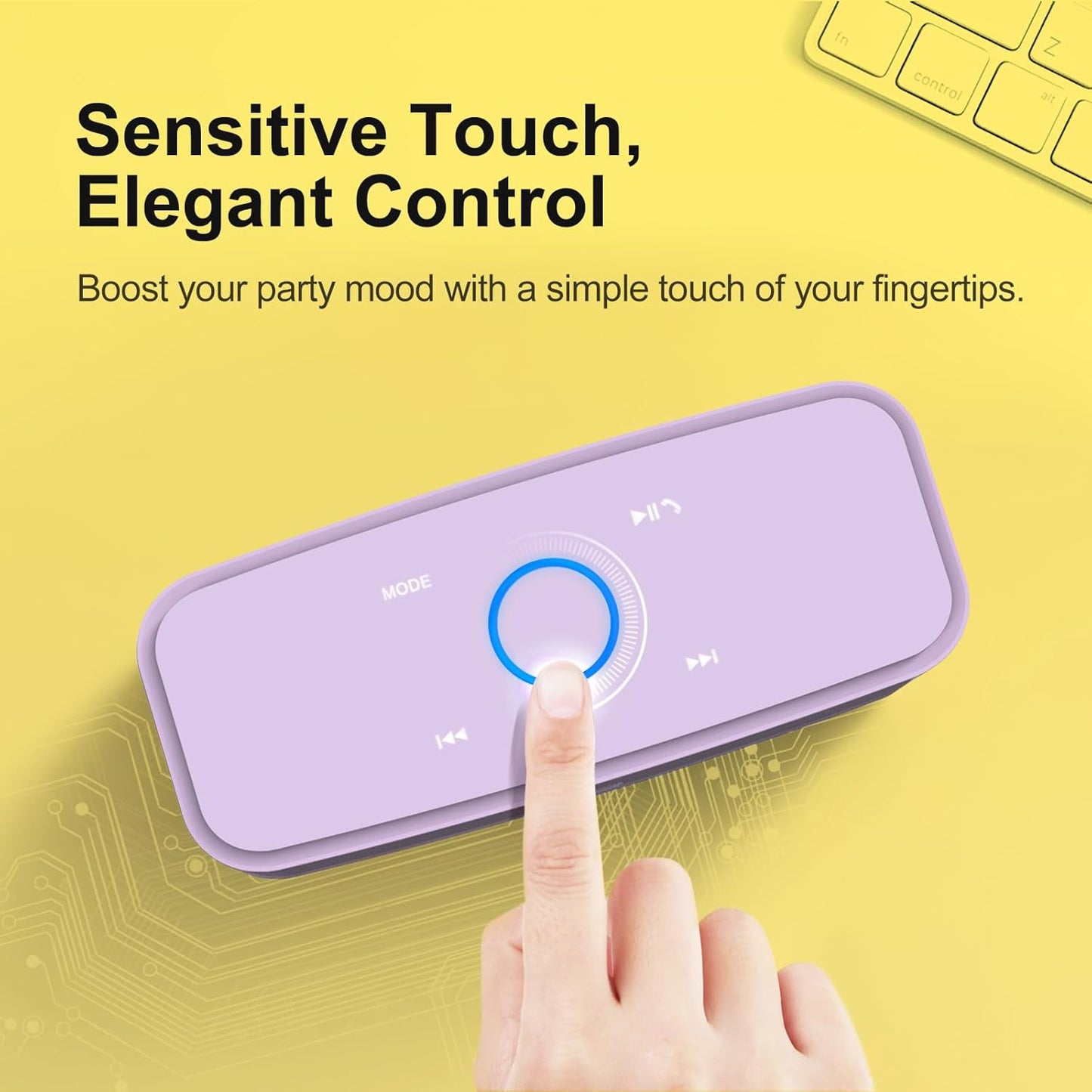 DOSS SoundBox Touch Wireless Bluetooth Speaker with 12W HD Sound and Bass, IPX5 Water-Resistant, 20H Playtime, Handsfree, Portable for Office, Home, Outdoor, Travel-Purple