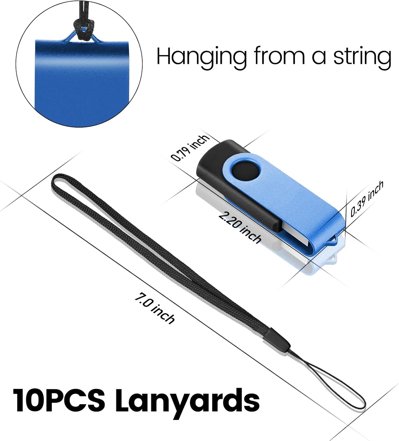 EASTBULL Flash Drive Bulk 2GB USB 10 Pack with Lanyards USB 2.0 Thumb Drive Bulk Memory Stick Swivel Pen Drive for Storage and Backup(2GB 10Pack, Mixed Color)