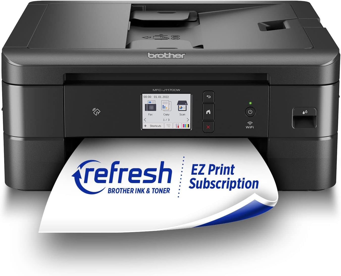 Brother MFC-J1170DW Wireless Color Inkjet All-in-One Printer, NFC One-Touch Print, Duplex, Cloud Print & Scan, Mobile App Control, 2.7" Touchscreen, Works with Alexa