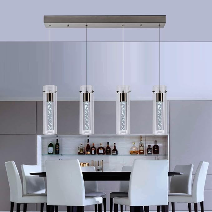 Pendant Lights Kitchen Island with Remote, 3000K-6000K Dimmable LED Brushed Nickel Pendant Light Fixtures, Modern Kitchen Pendant Lighting Over Island for Dining Room & Bar Counter