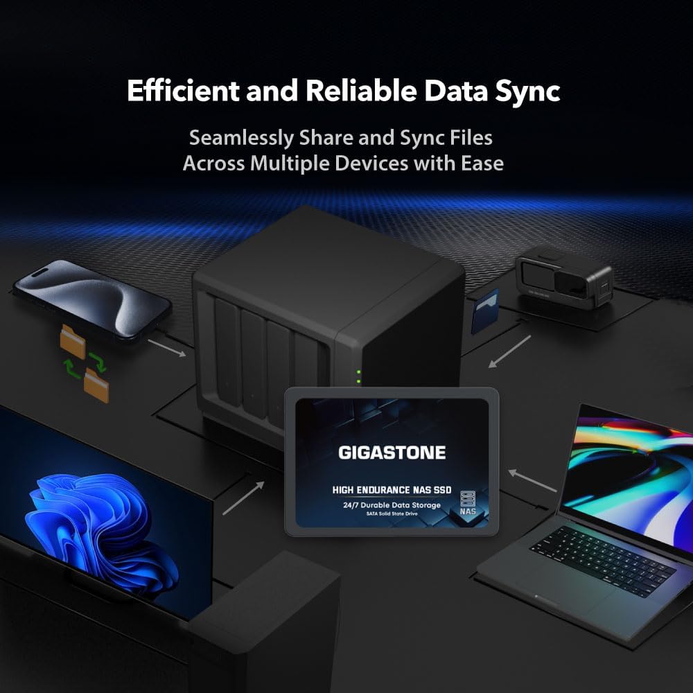 Gigastone 1TB NAS SSD Drive (24-Pack) 24/7 Durable TLC High Endurance RAID Data Storage Network Attached Storage 2.5" SATA Internal Solid State Hard Drives