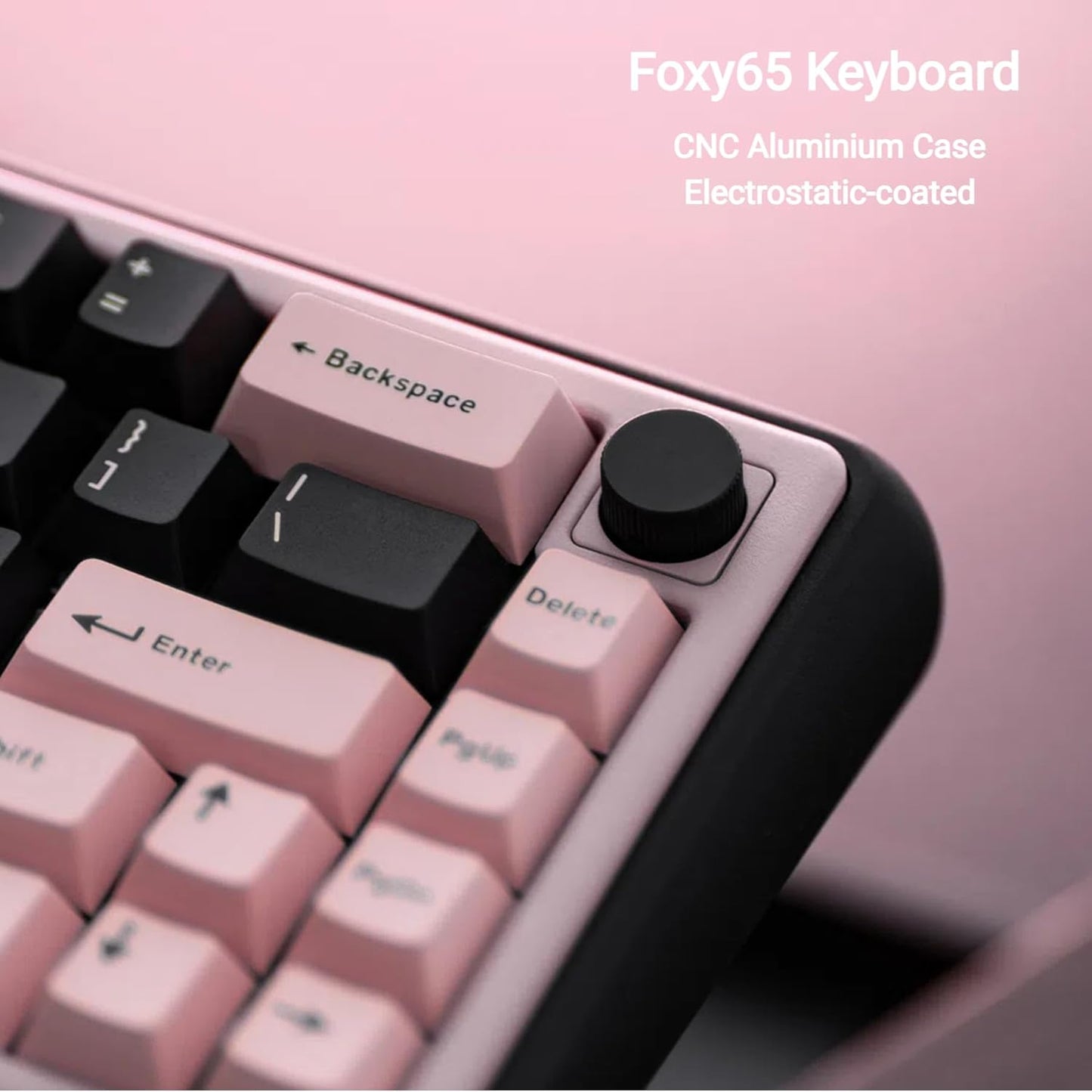 Chilkey Foxy65 Mechanical Keyboard with Knob, Gasket Mount 65% Aluminum Wireless Mechanical Keyboard, BT5.0/2.4GHz/USB-C, Hot Swappable, RGB Backlit Computer Custom Key Board for PC