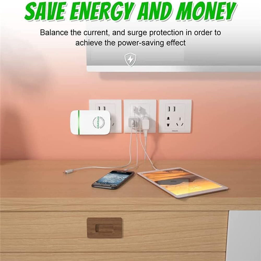 Elon-musk's Electricity Saving Box Stop Watt Stopwatt Energy Saving Device Save Energy Saving Device Energy Saving Power Strip for Home Office US Plug 90v-250v 30kw Rated Green (3PCS White)