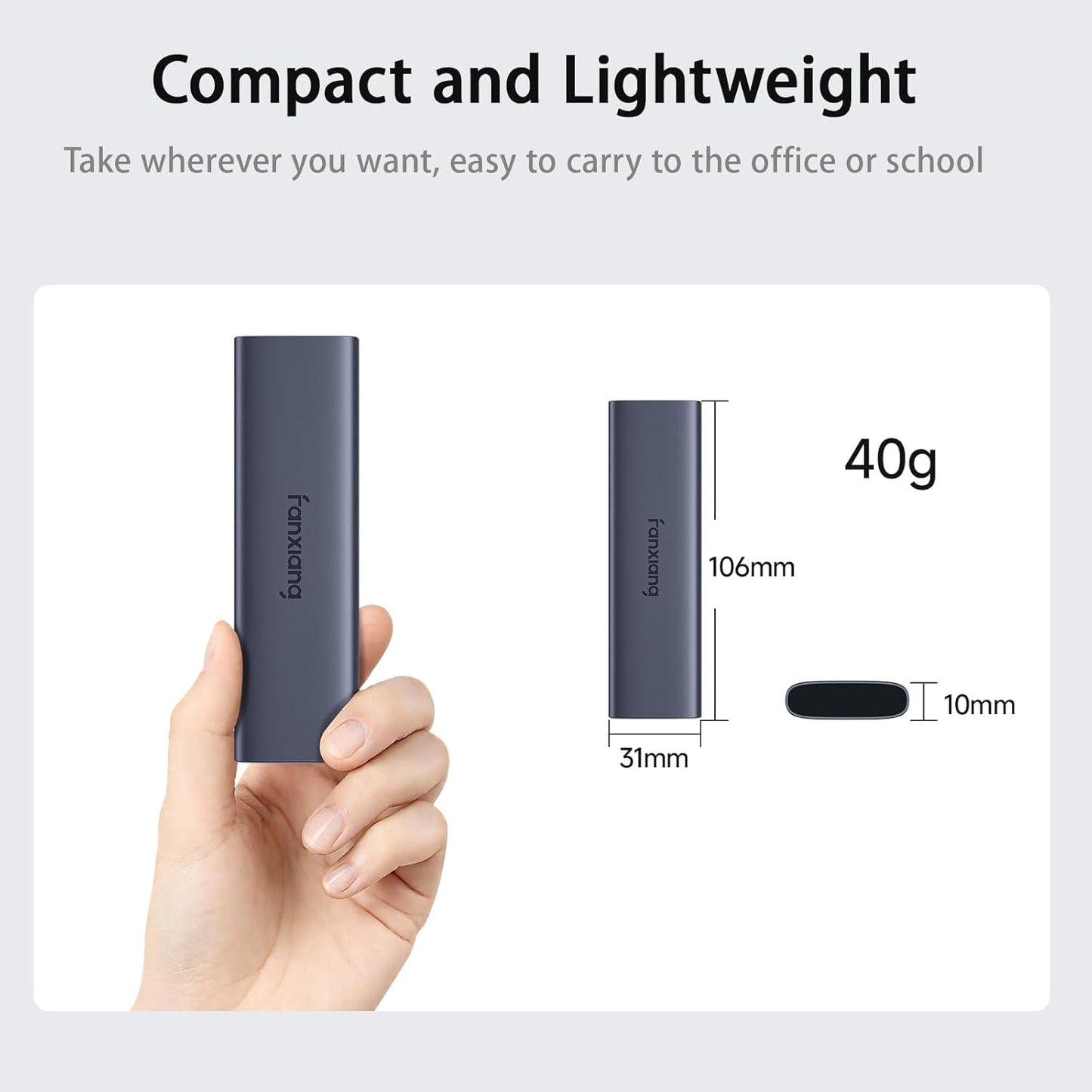 500GB External SSD - Portable SSD External Solid State Drive, 1000MB/s, USB 3.2 Gen2 Type-C, Aluminum Alloy, External Hard Drive for iPhone15/16,Android, Mac, Windows -PS1008