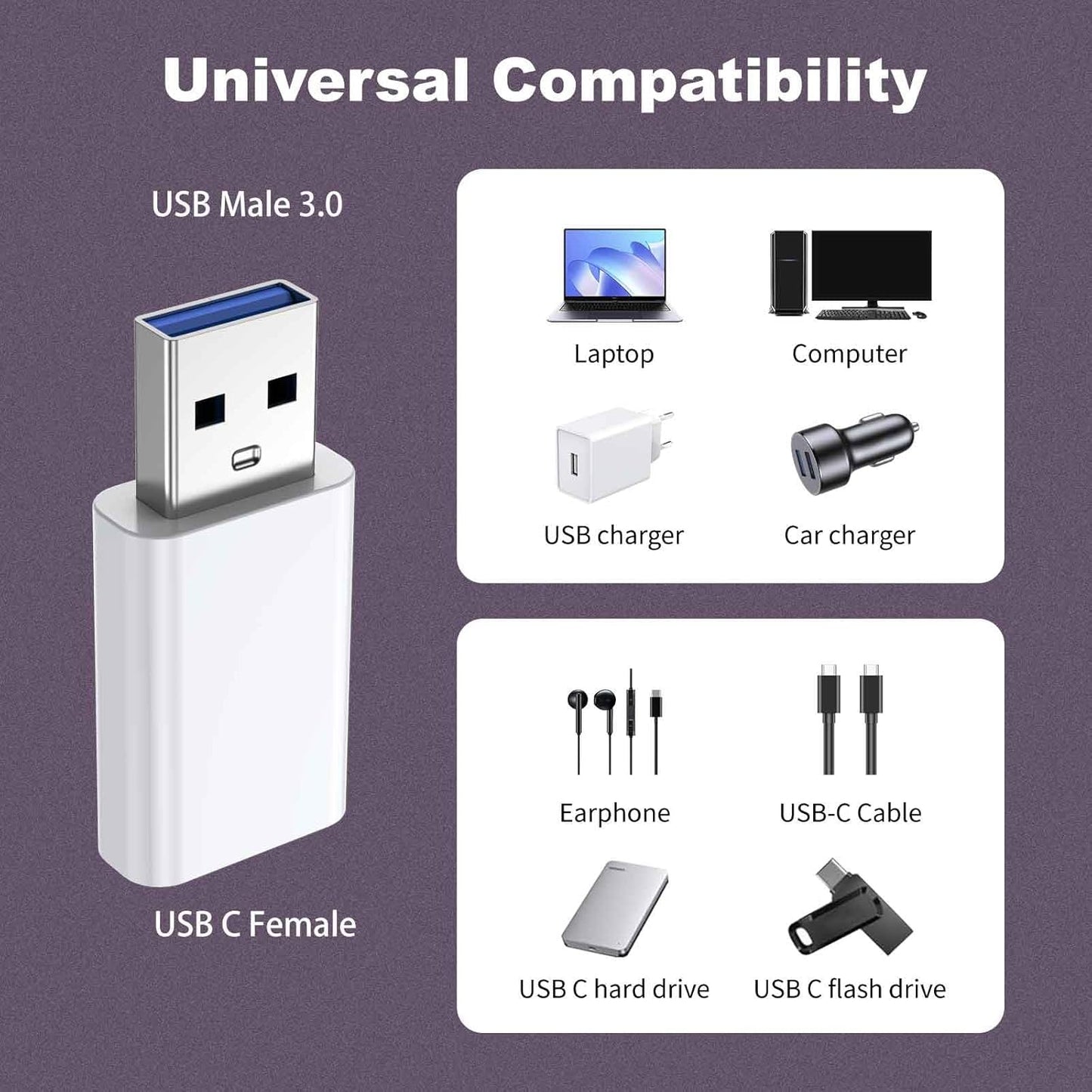 OTG Adapter【8-Pack】 USB-C Female to USB-A Male Adapter, USB to USB C Adapter Compatible with iPhone 16 15 14 13 12, Car, Apple MagSafe Watch Mini Wall Plug,iPad,Galaxy,Pixel 7 6 5,CarPlay etc