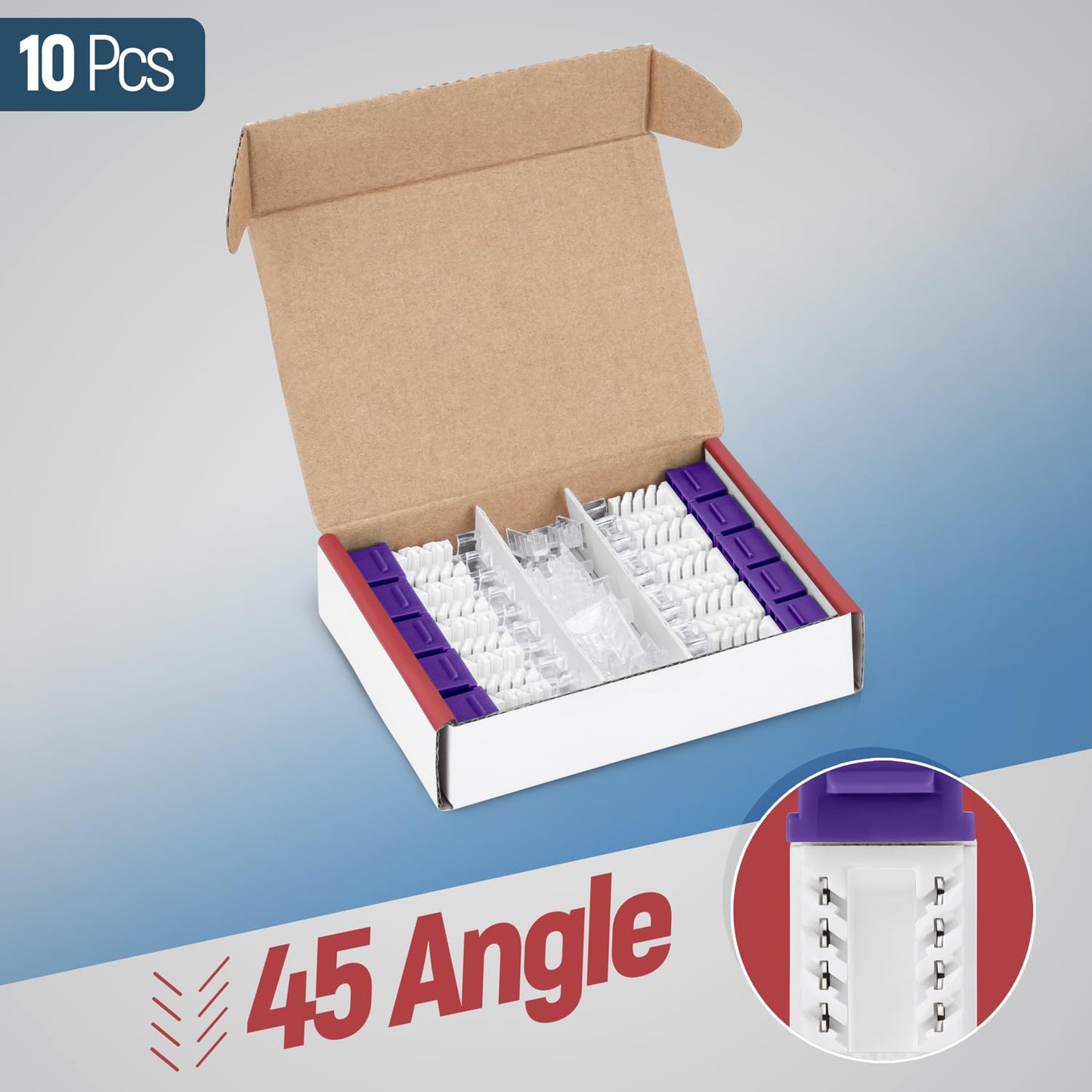 Everest 45° Angled RJ45 Cat6 Keystone Jacks 10-Pack in Purple - Slim Profile Female RJ45 Connectors - Cat 6 Keystone Jack - Compatible with 45° Angled Speed Termination Tool - 45Term (B0BL3GS7ZY)