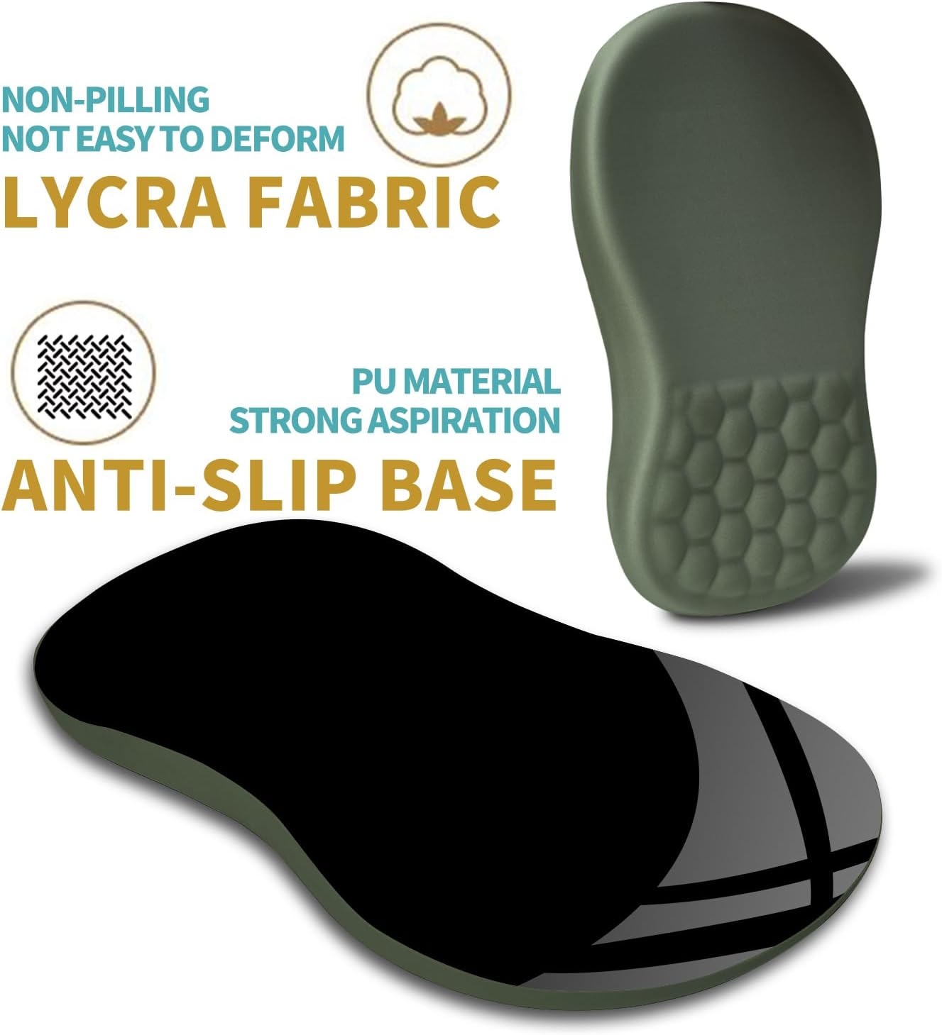 Hokafenle Ergonomic Mouse Pad Wrist Support with Massage Design, Wrist Rest Pain Relief Mousepad with Memory Foam&Non-Slip PU Base, Mouse Pads for Wireless Mouse & Desk (12x8 inch,Olive Green)