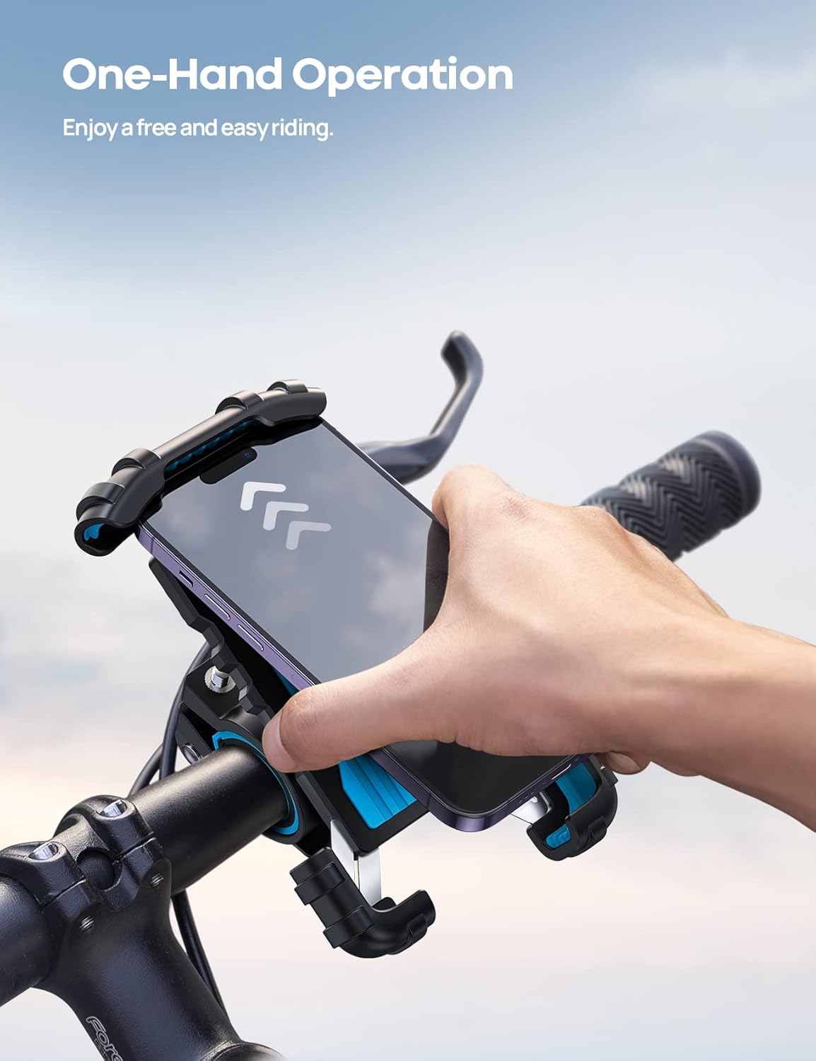 Lamicall Bike Phone Holder, Motorcycle Phone Mount - Motorcycle Handlebar Cell Phone Clamp, Scooter Phone Clip for iPhone 14 Plus/Pro Max, 13 Pro Max, S9, S10 and More 4.7" - 6.8" Smartphones, Blue