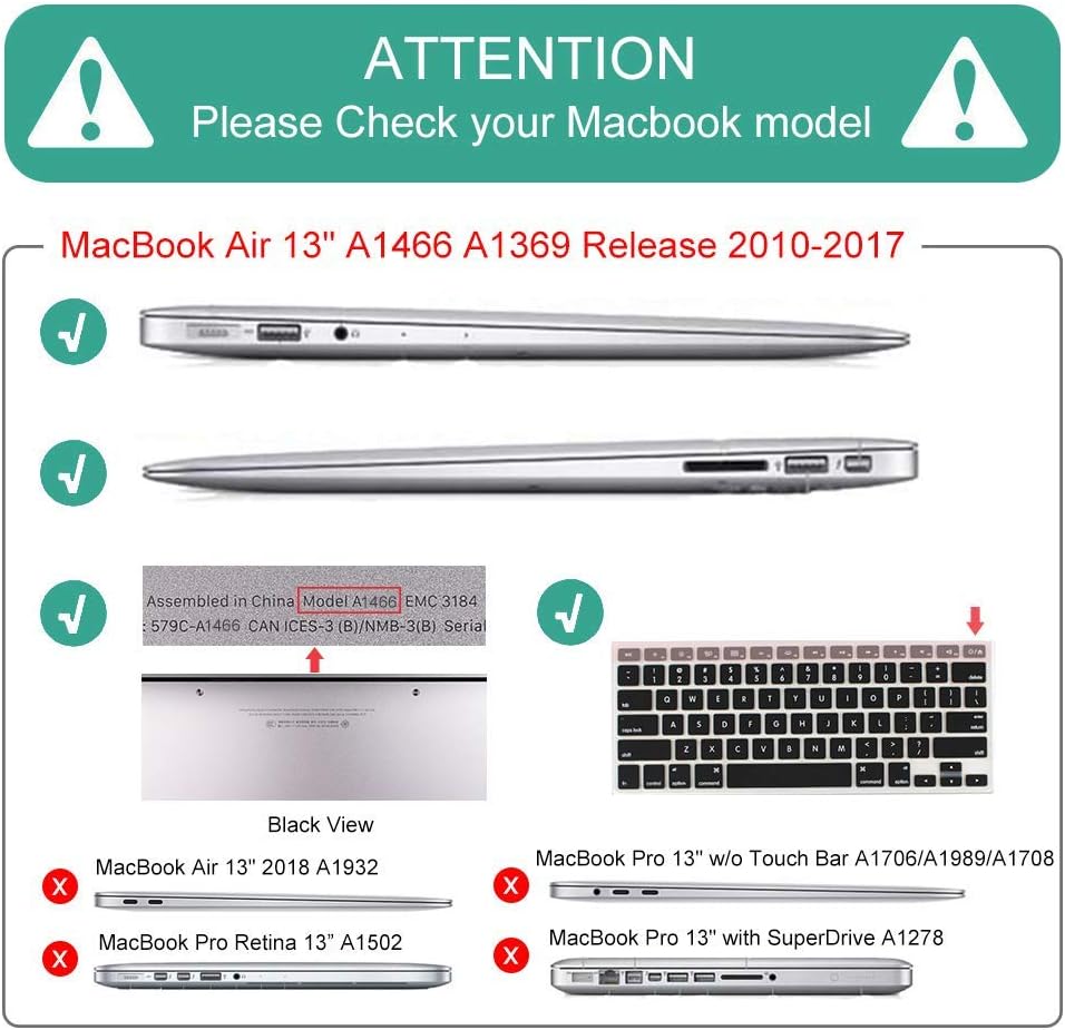 Mektron for MacBook Air 13 Case A1466/A1369 (2010-2017 Release), Snap-on Plastic Hard Shell Cover for MacBook Air 13.3 inch with Keyboard Cover, Floral P165