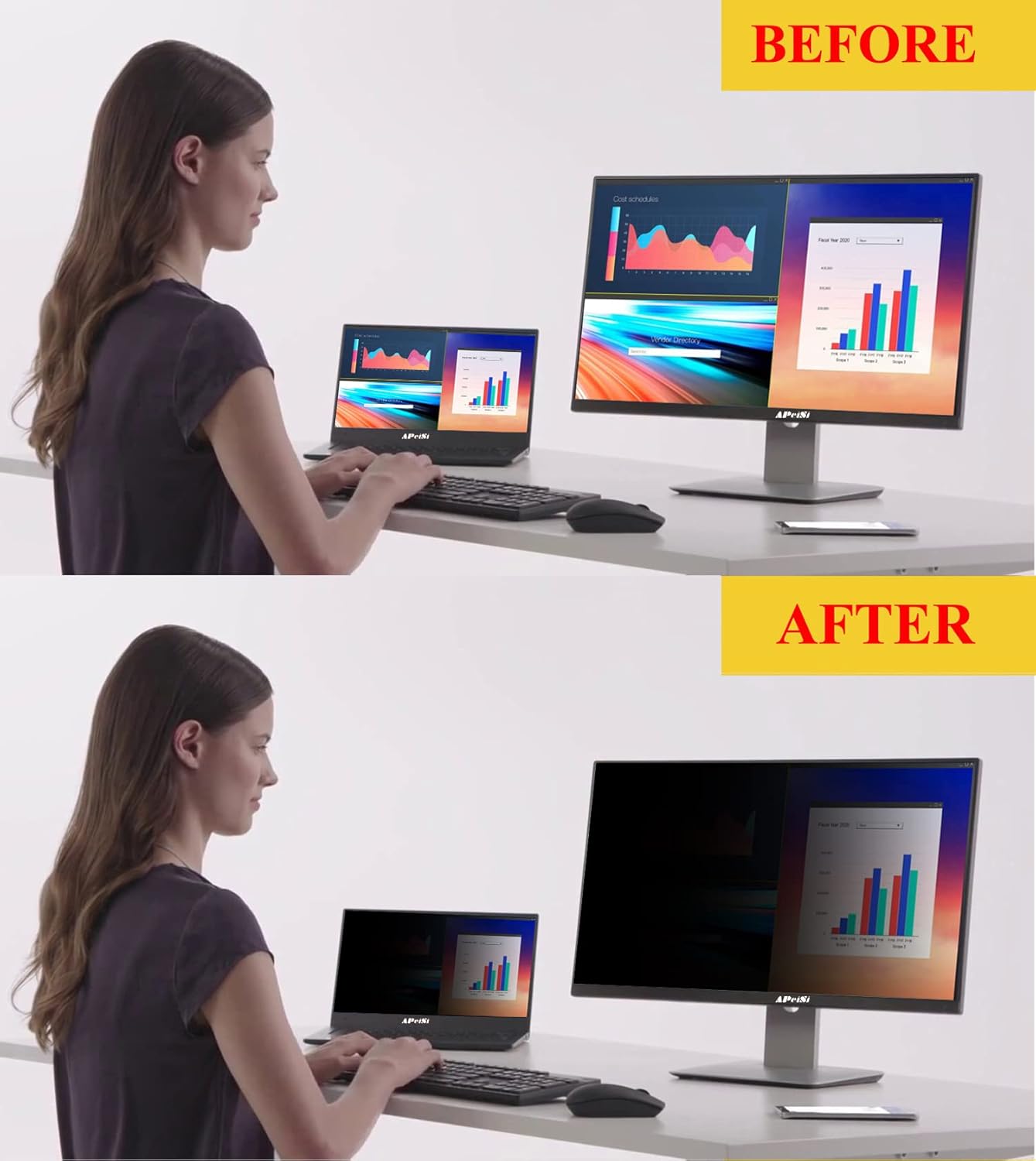 23.8 Inch Privacy Screen Filter for 16:9 Widescreen Monitor | Privacy Shield | Anti-Glare | Anti-Blue light Protector | Eye Protection | Computer Security Private Filter