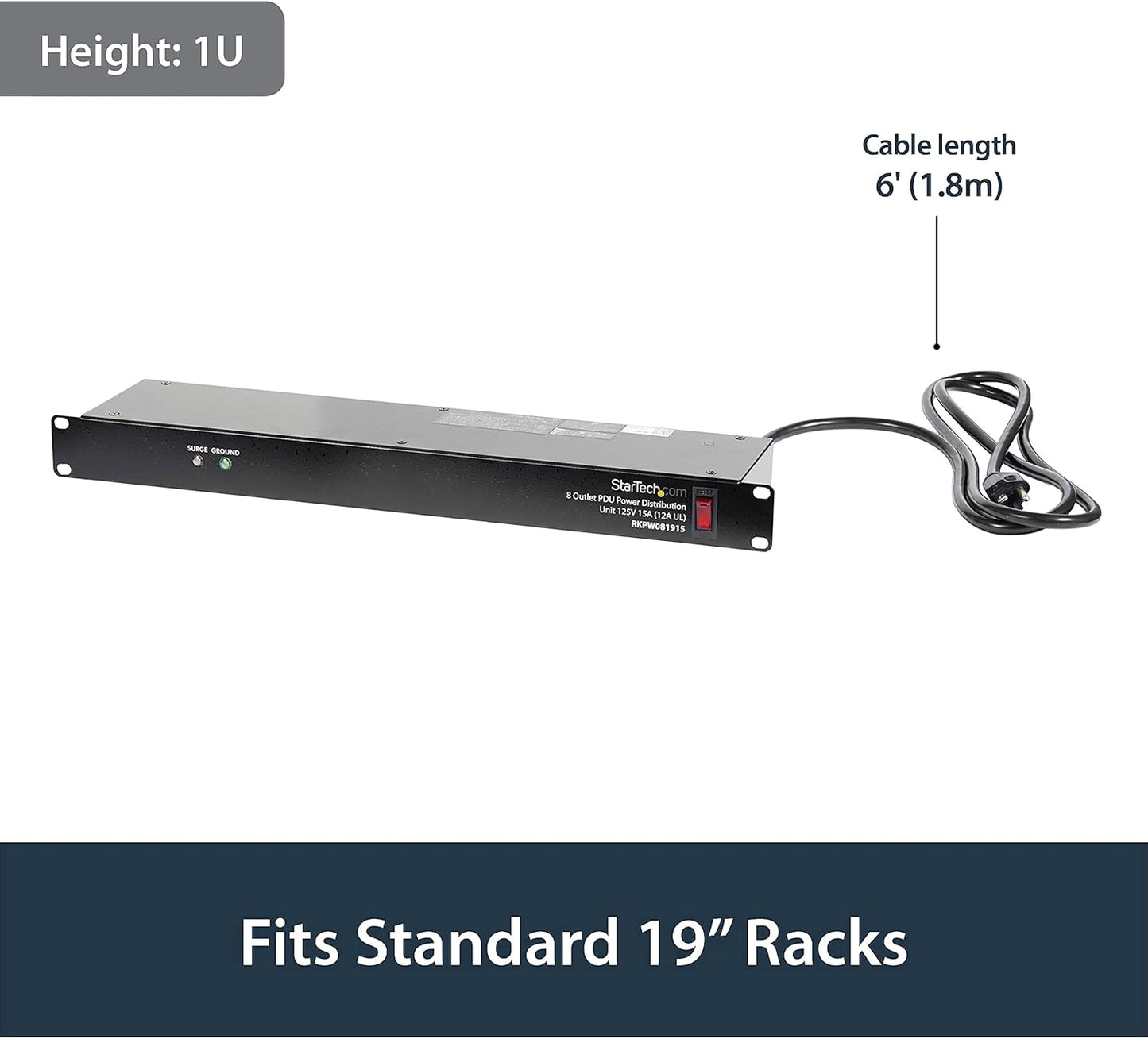 StarTech.com 4U Wall Mount Network Rack & 1U Server Rack Shelf & 8 Outlet Horizontal 1U Rack Mount PDU Power Strip