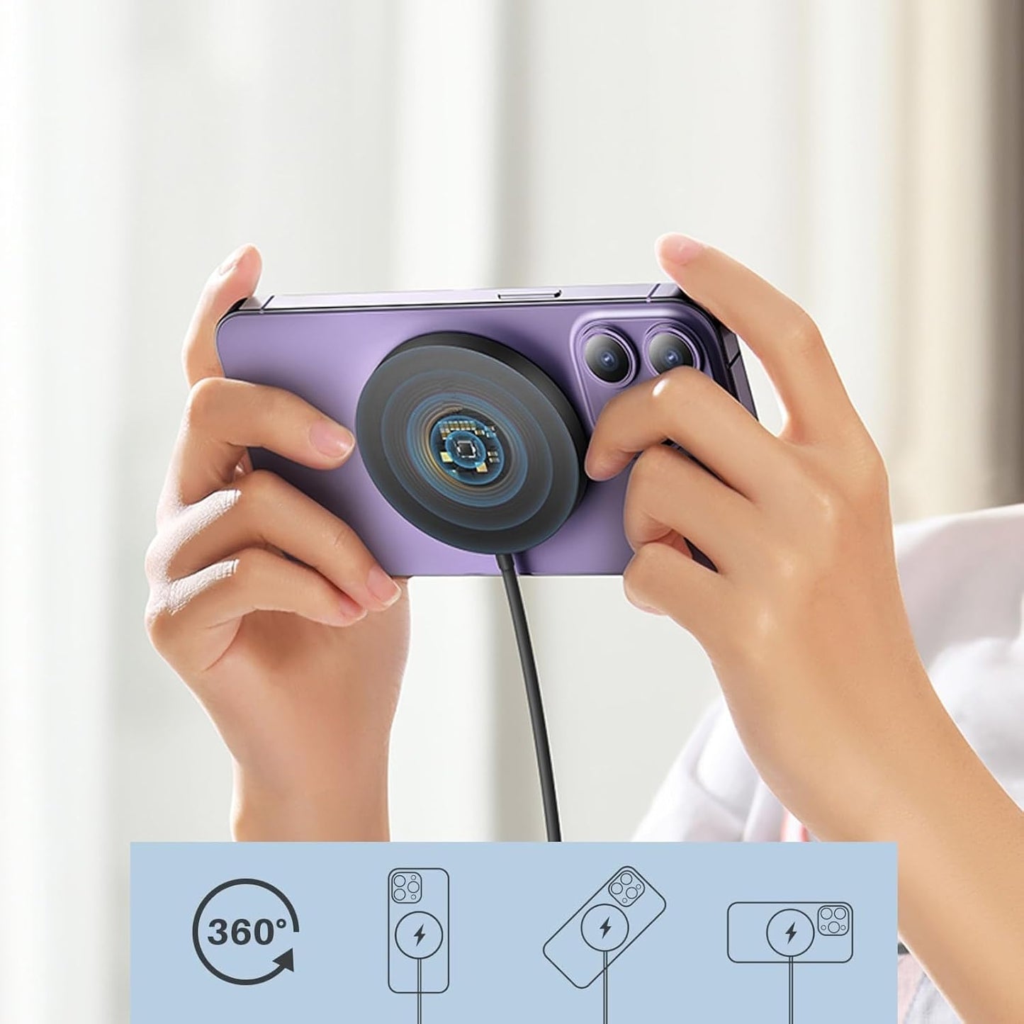 Magnetic Wireless Charger for iPhone 16/16 Pro/16 Plus/16 Pro Max,FDGAO 2 in 1 15W Fast Magnetic Charging Compatible with iPhone 15/14/13/12 Series and AirPods 4/3/Pro