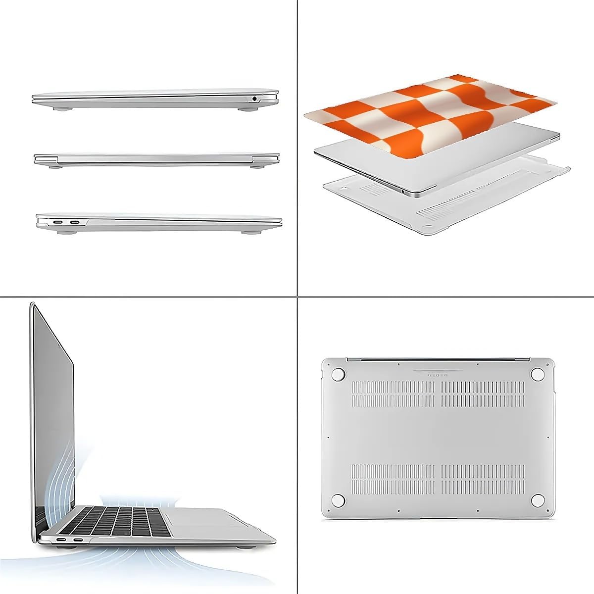 Compatible with MacBook Air 13.3 13.6 Inch Case 2022 2021 2020 2019 Plastic Hard Shell Case Cover,13.6 Air (A2681) M2 2022, Orange and White Checkered Flag
