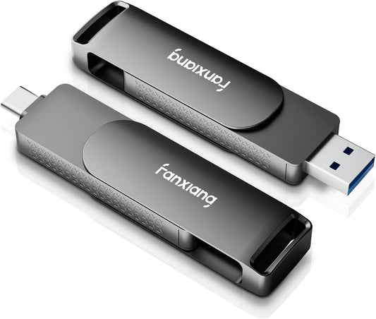 512GB Fast External SSD Flash Drive Up to 2000MB/s USB3.2 Gen2, 2-in-1 Dual USB A +Type-C Drive, USB Memory Stick Solid State Thumb Drive for iPhone 15/16/Android/Windows/MacPC/Laptops