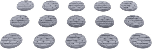 Miniature Bases - Scenic Texture - Masonry - 32mm (15pcs), 3D Printed Tabletop RPG and Wargame Miniature Accessories