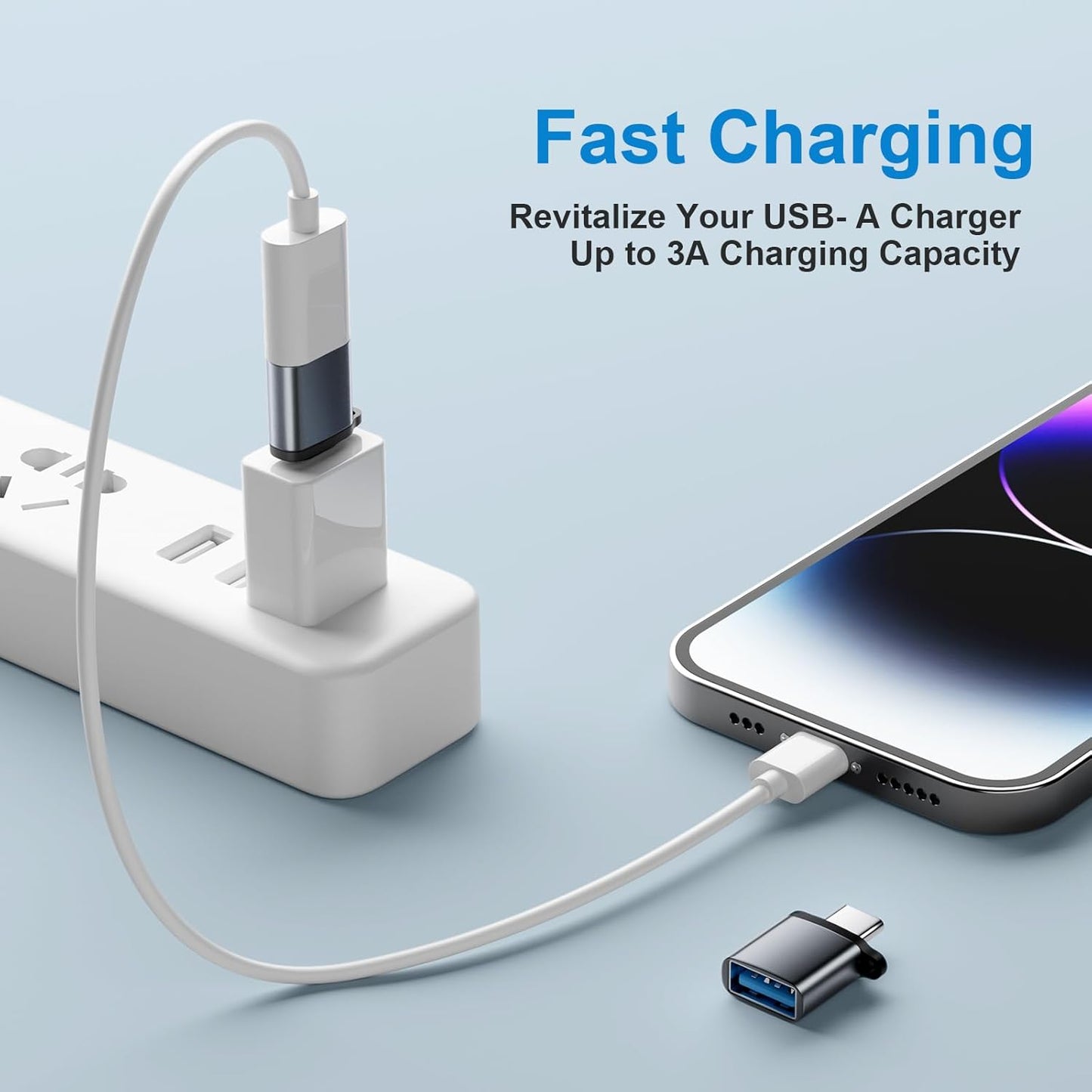 USBC to USB Adapter 6 Pack,USB C to A Adapter,USBC Male to USBA Female,USBC Adapters for iPhone 16 15,MacBook Pro Air,iPad,Samsung Galaxy,Grey