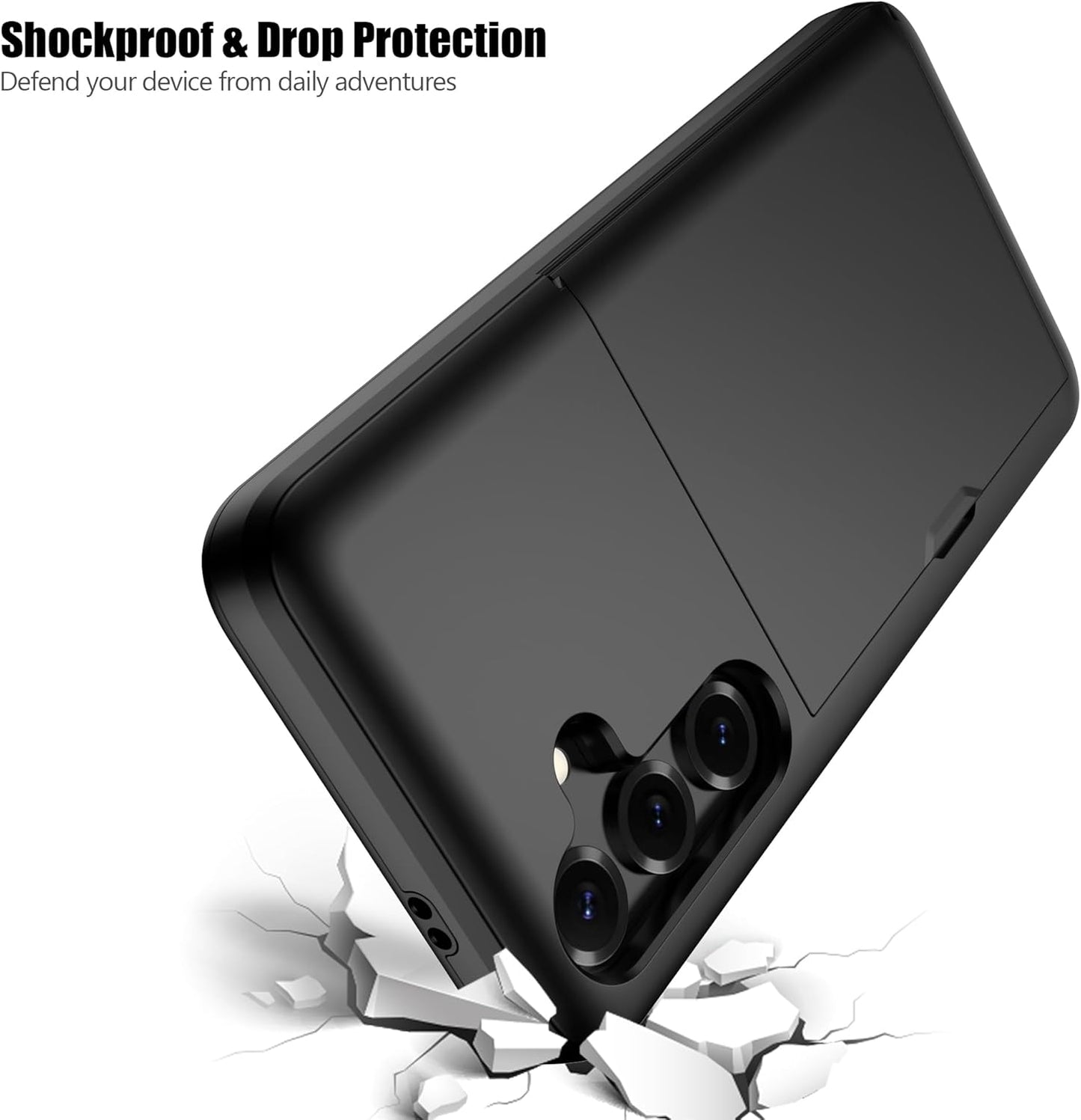 Nvollnoe for Samsung Galaxy S25 Case with Card Holder Dual Layer Heavy Duty Protective Case Hidden Card Slot Slim Wallet Cover for Samsung S25 6.2''(Black)