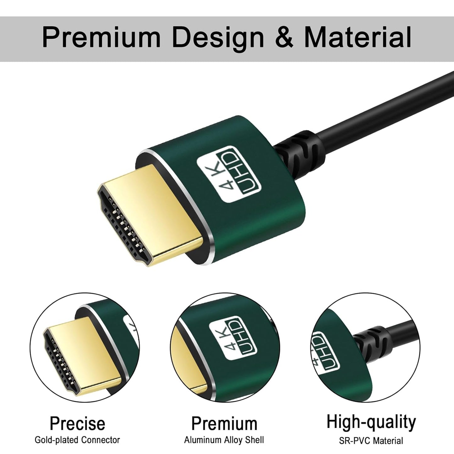 Slim HDMI Cables 25FT, Ultra Soft & Thin HDMI to HDMI Cord, Extreme Flexible & Skinny HDMI Wire Supports High Speed 4K@60Hz 18gbps 2160p 1080p
