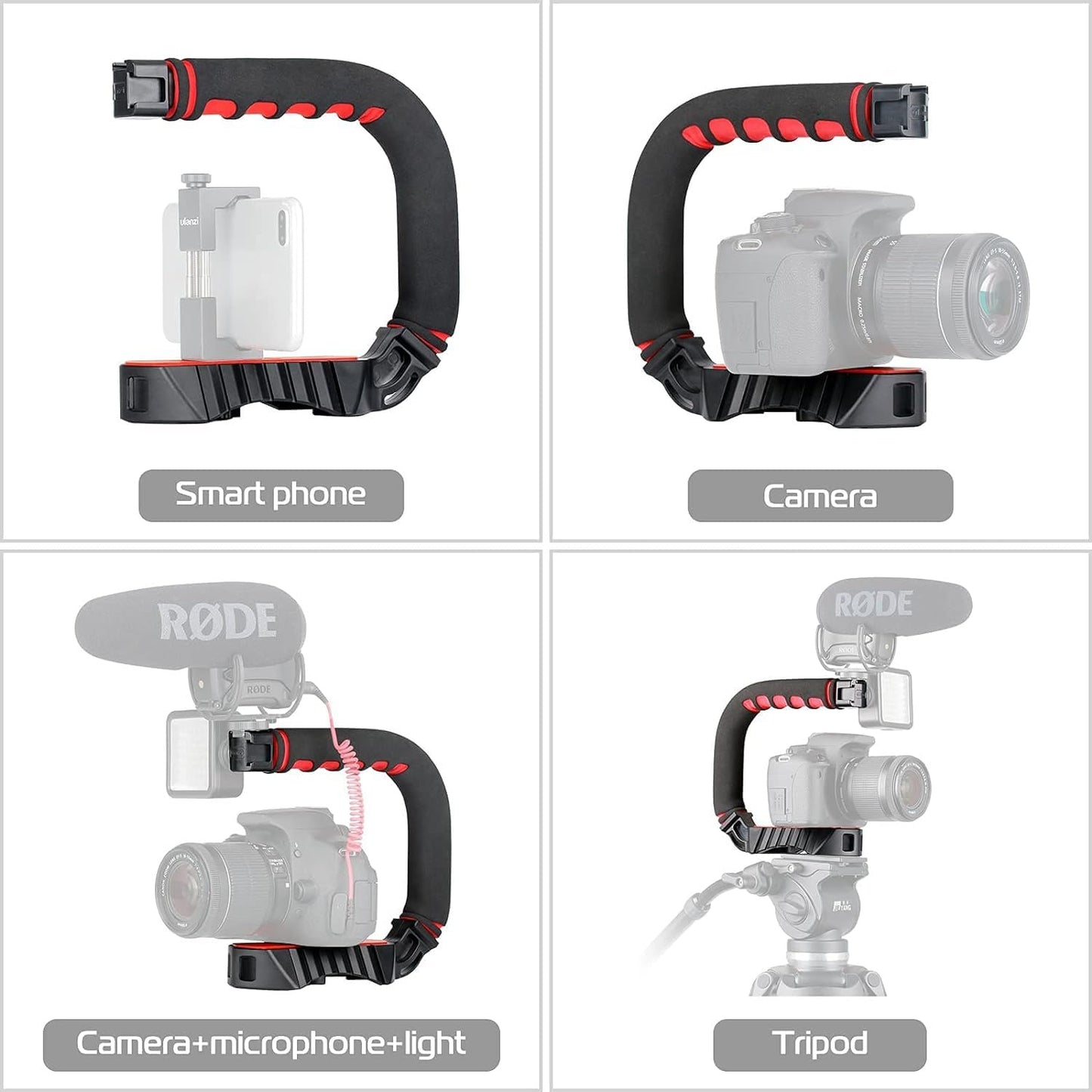 ULANZI U-Grip Pro Handheld Video Rig Steadicam with Triple Cold Shoe, Stabilizing Handle Grip Compatible for iPhone 16 15 14 13 12 Pro Max Xs 8 7 plus Action Camera 13 10 Canon Nikon Sony DSLR Cameras