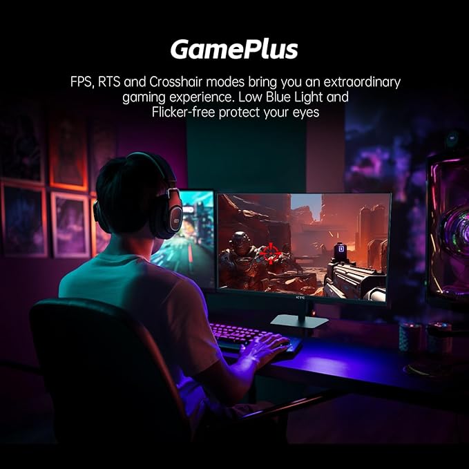 KTC 24.5'' Gaming Monitor, FHD 1080P 180Hz (Up to 200Hz) Fast IPS 128% sRGB Computer Monitor, HDR10, Adaptive Sync, Eye Care PC Gamer Monitor, HDMIx2, DP, VESA Mountable, Tilt Adjustable, H25T7