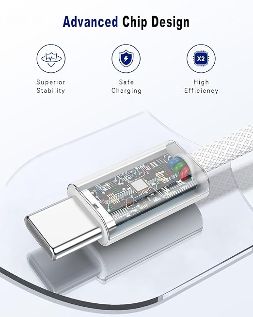 USB C to USB C Cable, 2Pack USBC to USBC Cable 6FT 60W Type C Charger C to C Cable Fast Charging Cord for iPhone 17/17 Pro Max/16 Pro Max/15 Plus/15 Pro Max/Samsung S23 Note 20 MacBook Air