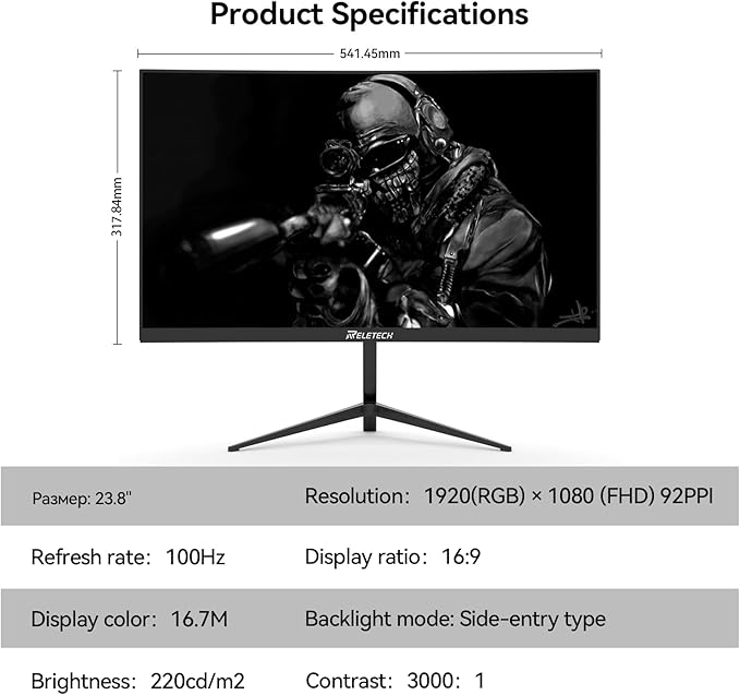23.8 Inch FHD (1920 x 1080) Computer Monitor, VA Panel 100Hz Gaming Office Monitor,3000:1 Contrast Ratio, Adaptive-Sync Support (FreeSync Compatible), HDMI Ports (L25K60)
