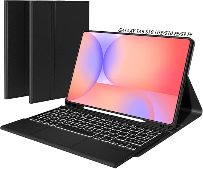 Doohoeek Keyboard Case for Samsung Galaxy Tab S10 Lite 10.9" 2025 / S10 FE / S9 FE / S9, Bluetooth Keyboard with Trackpad & 7-Color Backlit & Kickstand for S10 Lite 10.9 inch Keyboard Cover