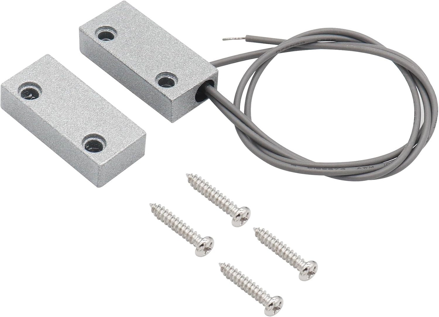 Magnetic Reed Switch Wired Surface Mount Normally Open/Closed NC/NO Contact Sensor Alarm Magnetic Door Switch with 3 Wires, Zinc Alloy Sliver, MC-52