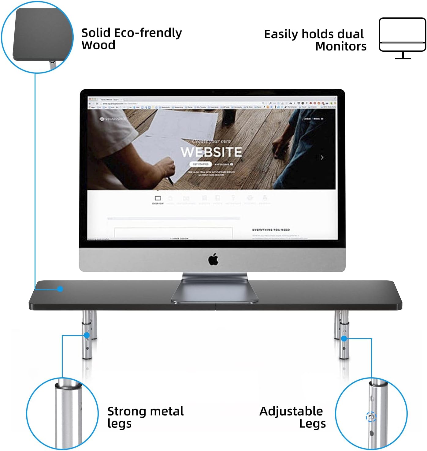 suptek Laptop Stand for Desk,Computer Monitor Laptop Stand Riser for Printer, Notebook and All Flat Screen TV Display,3 Height Adjustable(MST016)