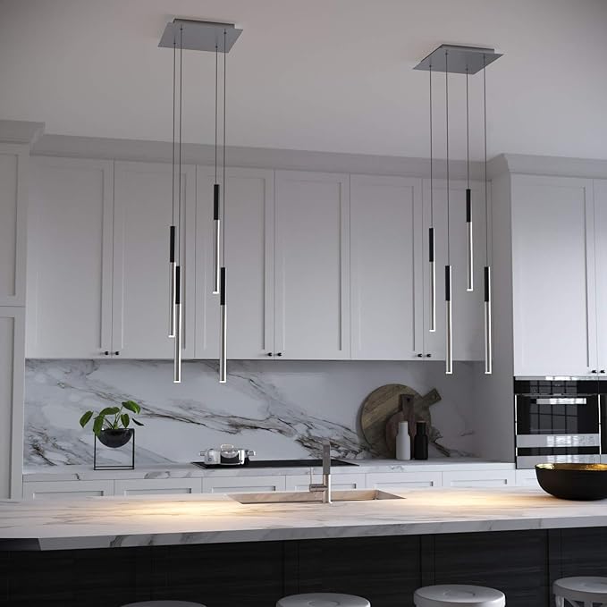 ALTAIR 4 Mini Pendant Lighting Black-Nickel - LED Hanging Light Fixture for Kitchen Island, Bar, Foyer - Cluster Pendants - Dimmable, Adjustable Wire, Lamp Bulb Included