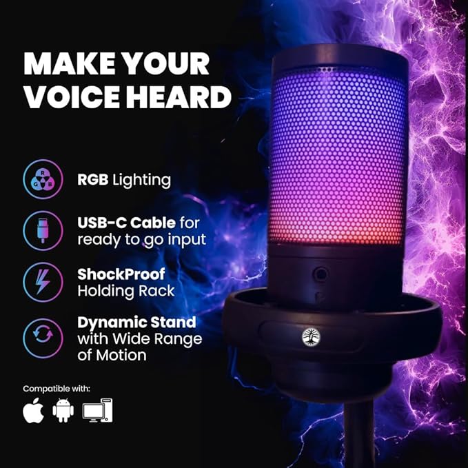 Live Video Streaming Kit, Includes 1080p 30 FPS Webcam, RGB USB Microphone, Adjustable LED Light for Twitch, YouTube, Podcast and WFH. for PC, MAC, Windows, and Laptops