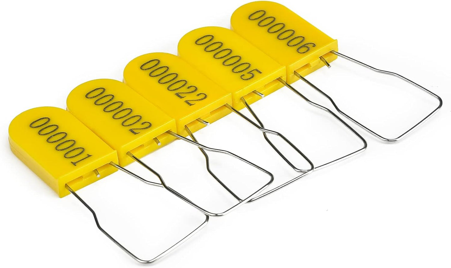 500PCS Plastic Padlock Security Seals Metal Wire Padlocks Electric Meter Seal Disposable Anti-Tamper Lock Numbered Anti Tamper Tag Hasps Yellow