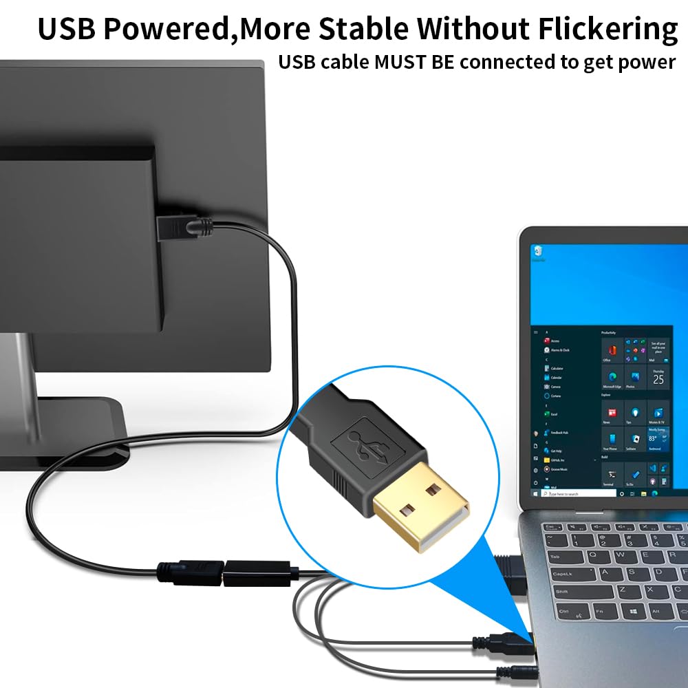 VGA (Sources) to HDMI(Display) Adapter, 1080P Converter with Audio+USB Power from VGA Computer/Laptop to HDMI TV/Monitor, Male to Female(1ft)