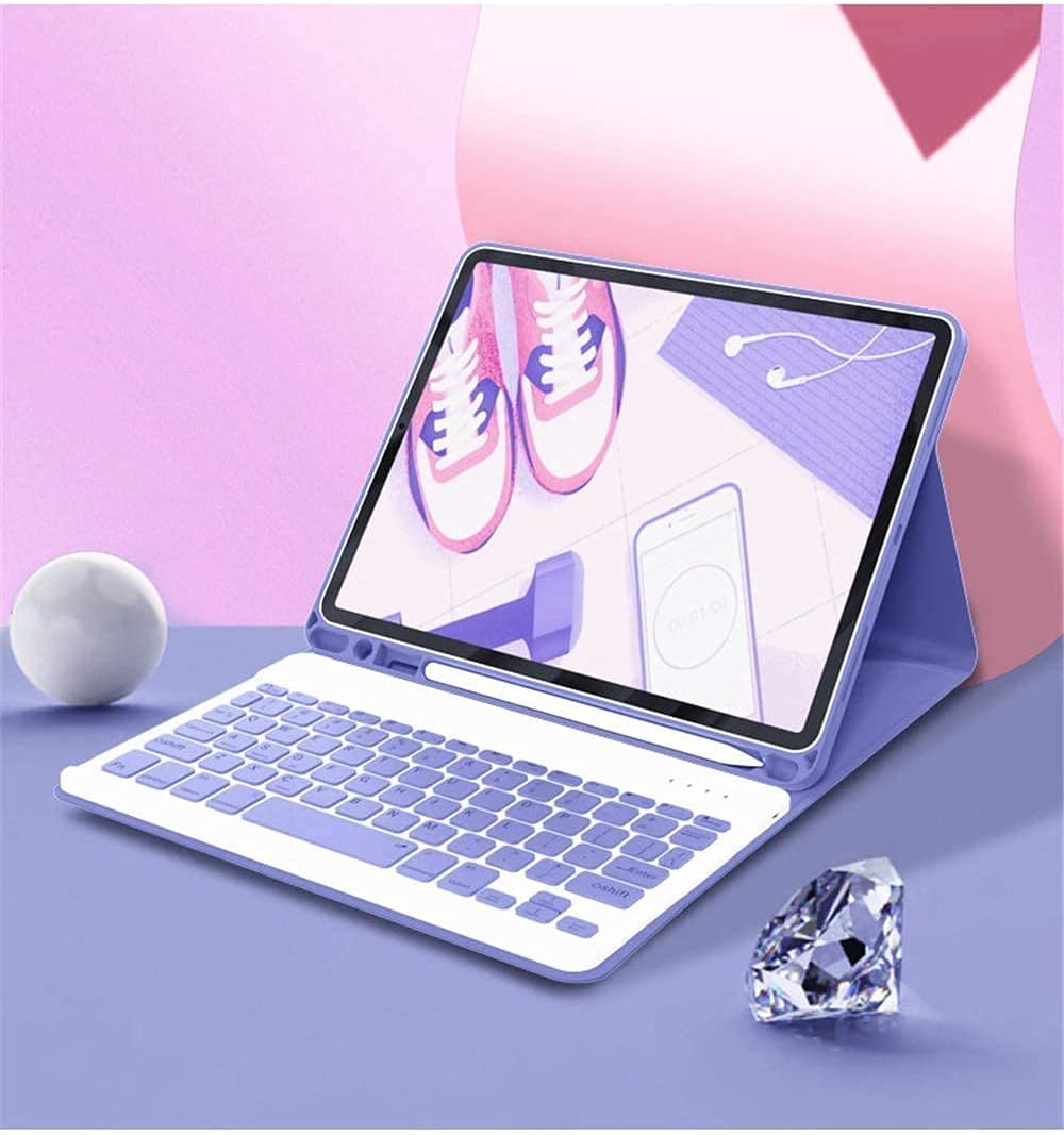 AnMengXinLing Lovely Keyboard Case for iPad 9th/8th/7th Generation with Mouse,Case for iPad9 iPad8 iPad7 10.2 inch with Pencil Holder and Deatachable Keyboard Mouse, New Pink