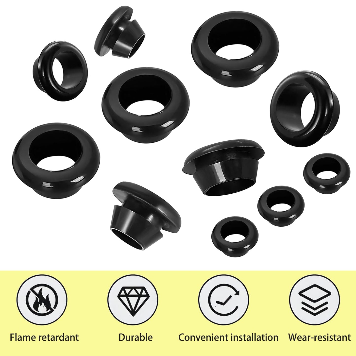 Qrity 20 PCS Rubber Grommets Cable Railing, Car Grommet, Cable Railing Protective Sleeves for Metal Posts, ID 5mm Mount Dia 8mm