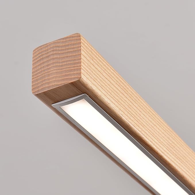 71" 40W Wood Linear Pendant Light Fixture Led Dining Room Light Dimmable Hanging Light Fixture for Kitchen Island Dining Room Pool Table Lights Natural