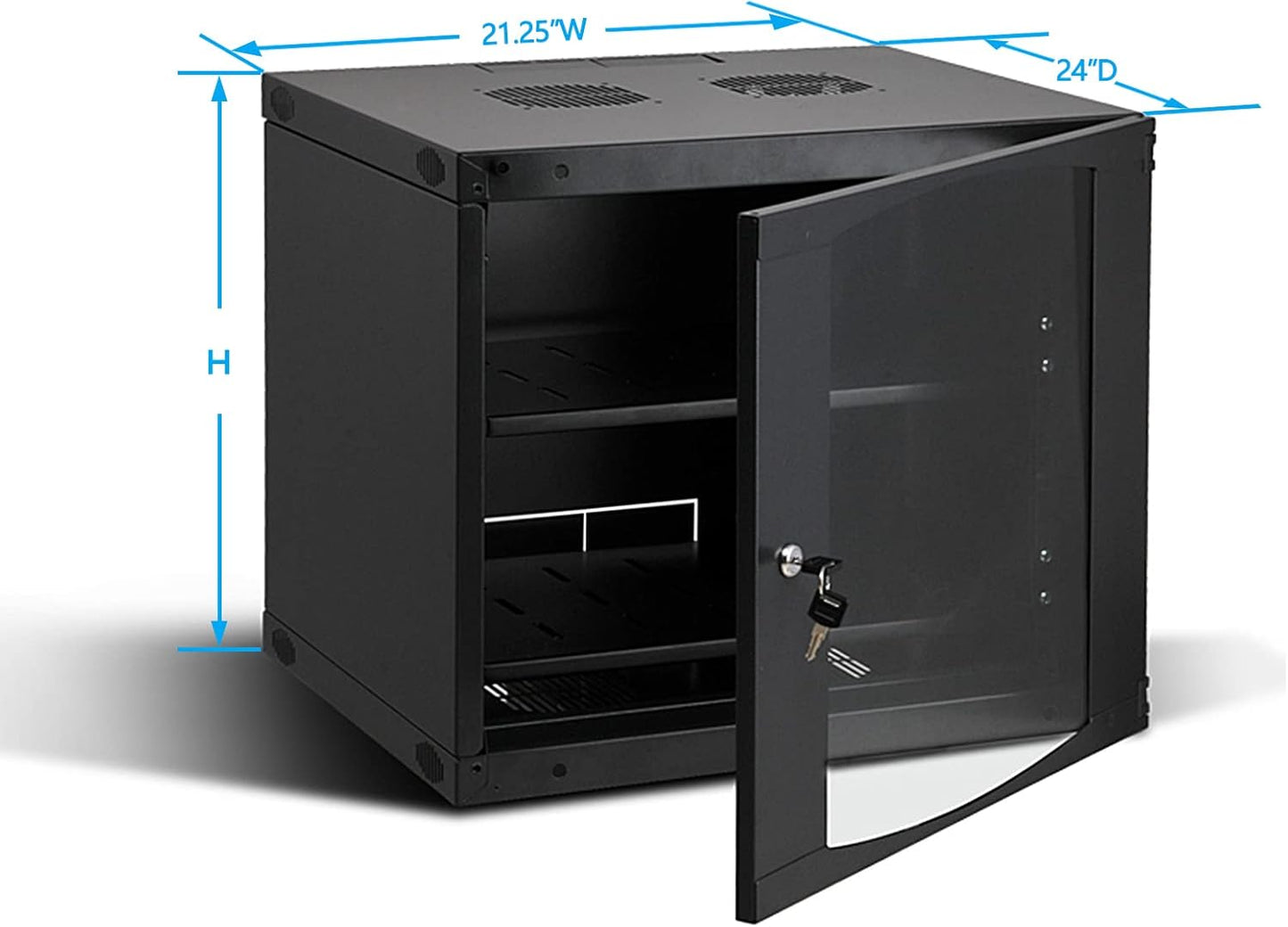 RAISING ELECTRONICS 22U Wall Mount Network WiFi Server Cabinet Rack Enclosure Ventilated Door Lock 22.75inch Depth