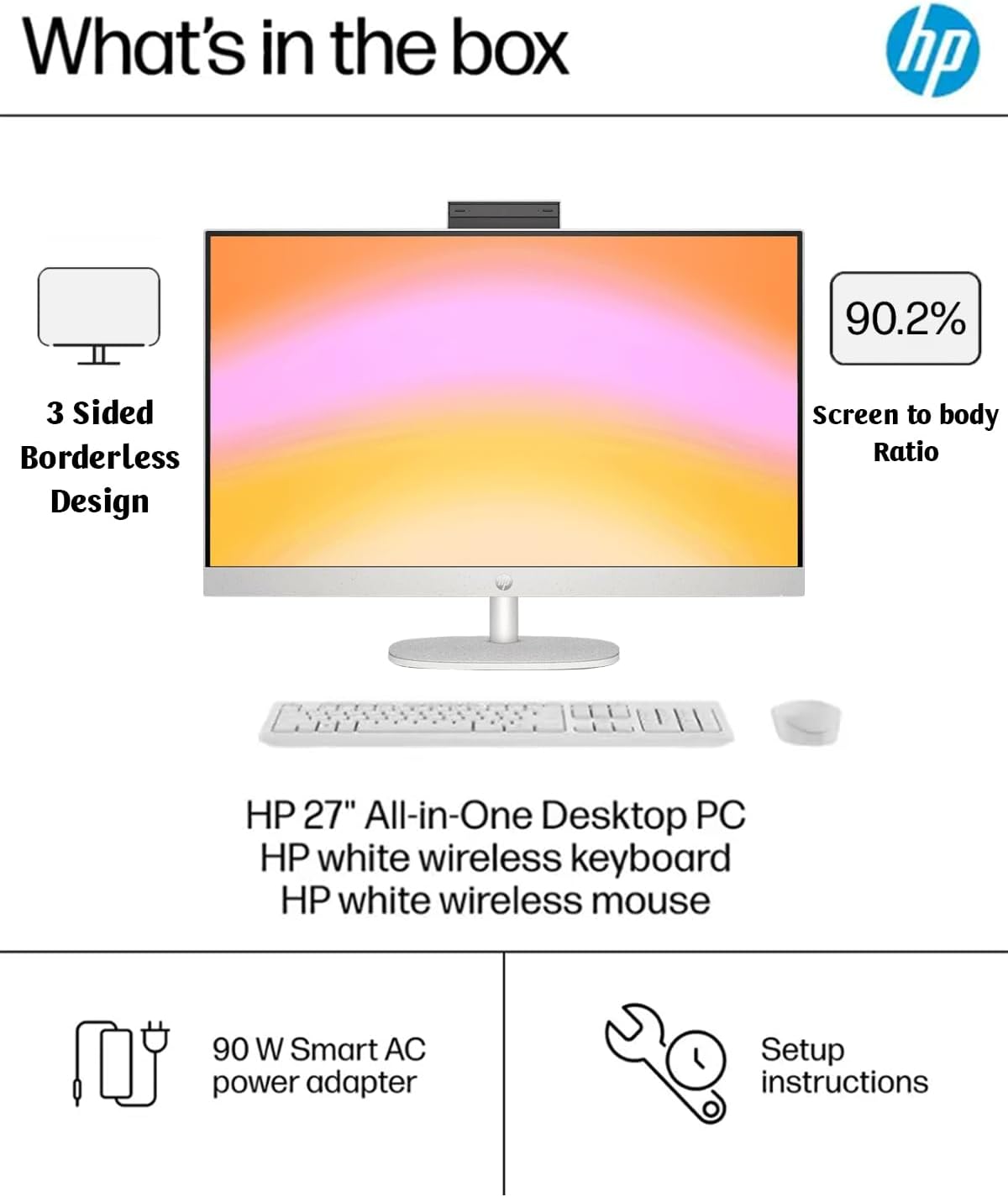 HP All-in-One Desktop - 27'' FHD Touchscreen Computer, Windows 11 Pro, Intel 12-core Ultra 7 155U(Beats i7-1355U), Wi-Fi 6, Bluetooth, Adjustable Height, Anti-Glare (64GB RAM | 2TB SSD)
