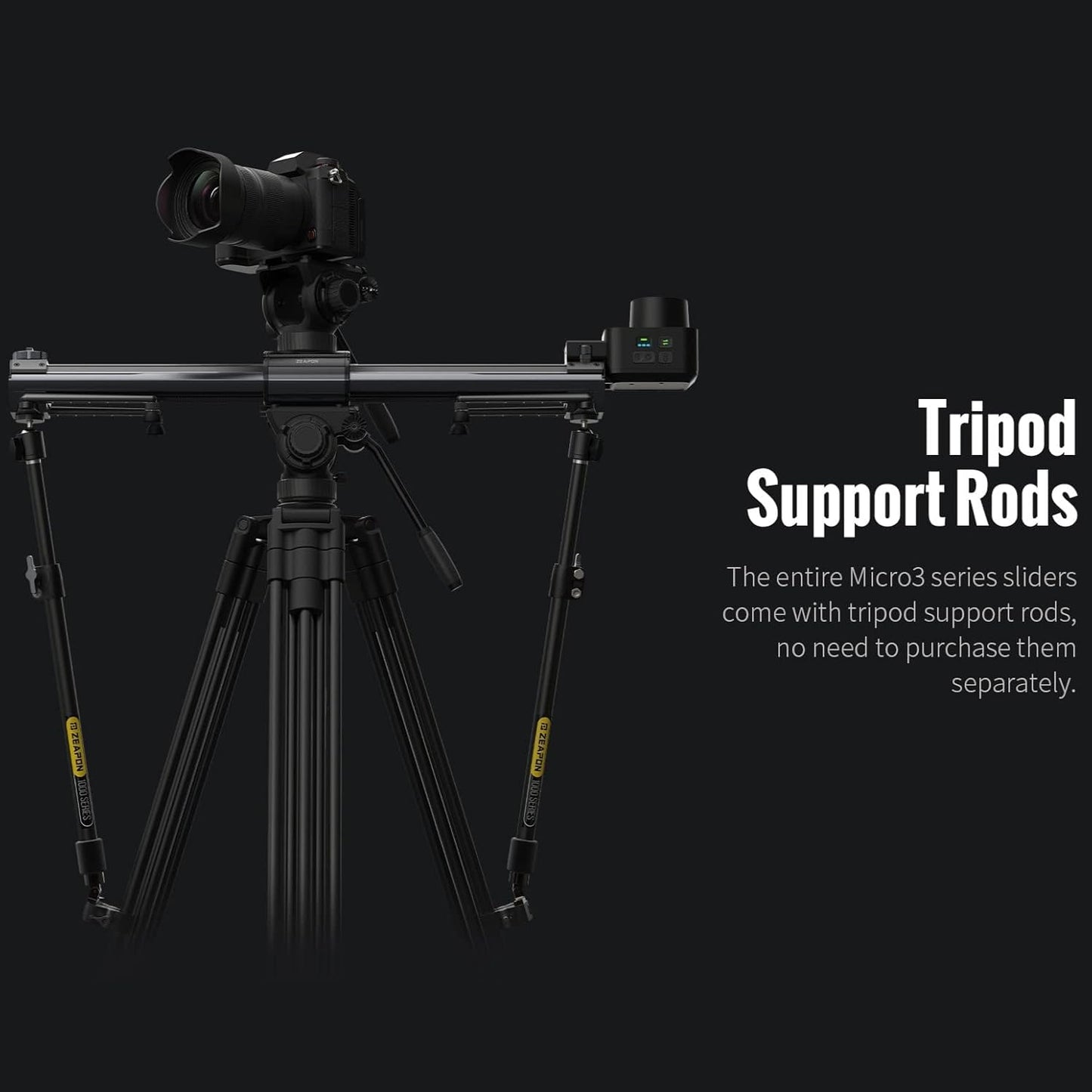 Zeapon Micro 3 E1000 Double Distance Motorized Camera Slider,42''/107cm Travel Distance,DSLR Slider with Carrying case, Motor Quick Switching, 10-26Lbs Payload and Adjustable Sliding Damping Design