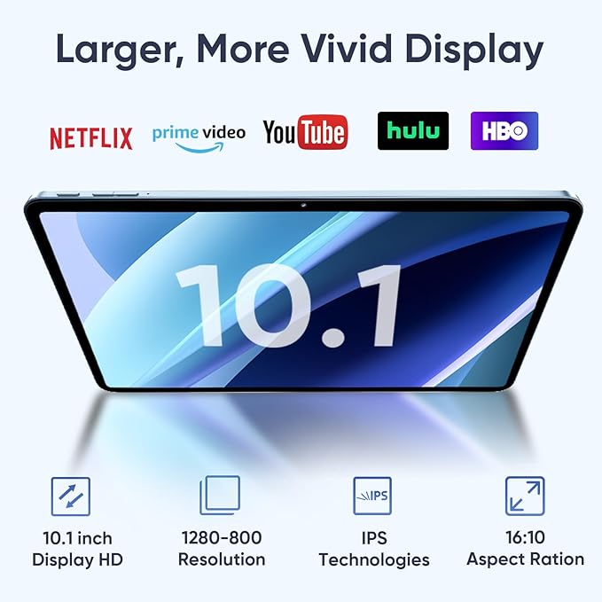 Android 15 Tablet 10.1 inch Tablet 2025 Latest Tablets with Keyboard Mouse 24GB+64GB 2TB Expand 6000mAh Octa-Core Processor Dual Camera WiFi 1280x800 IPS 18W Fast Charging
