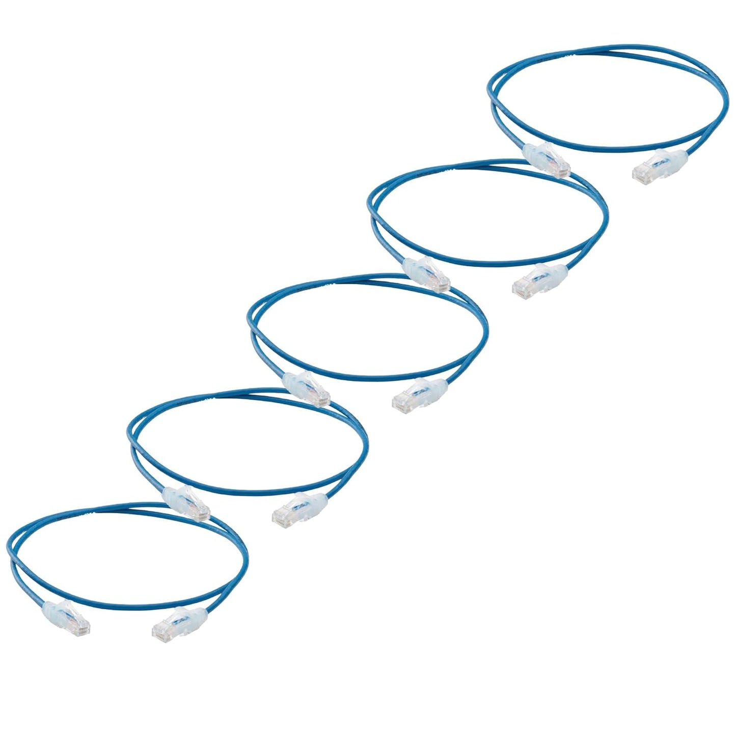 TRUECABLE Cat6 Component Rated Patch Cable, Unshielded (U/UTP), 2ft, Blue, 28AWG Solid Copper, Snagless 10G High-Speed Ethernet Cable, PoE++ 4PPoE 100W, UL Listed, RoHS-3, 5 Pack