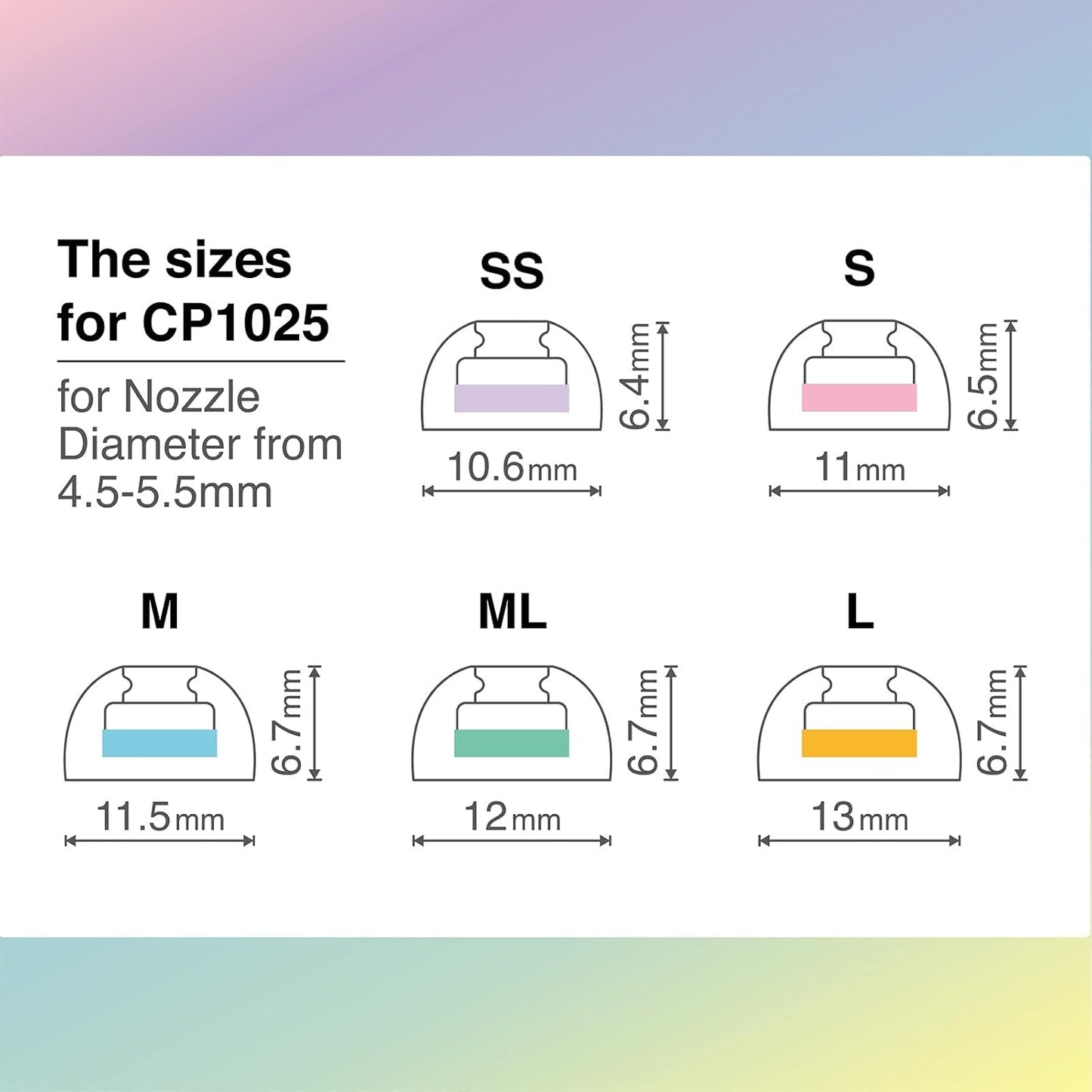 SpinFit CP1025- L/ML- Medical Grade Silicone Patented Ear Tips, Secure Fit and Supreme Comfort Fits MTW3, Galaxy Buds 2, Soundcore Space A40 & More (2 Pairs) (for Nozzle Diameter from 4-5.5mm)