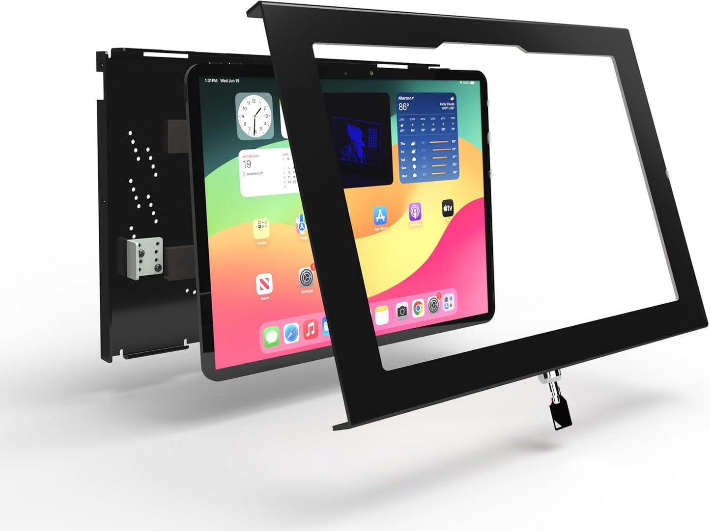 TABcare Locking Anti-Theft Metal Case for iPad Pro 13" for Kiosk, POS, Store, Show Display, Time Clock (Black, iPad Pro 13)