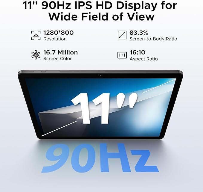 DOOGEE Tab A9+(2025) Android 15 Tablet with Keyboard,11 inch Tablet,8580mAh,20GB+64GB/2TB TF,7.9mm Ultra-Thin,13MP+5MP,Dual Speakers,Bluetooth 5.0,Face ID,5G WiFi,FM,Widevine L1,Gray