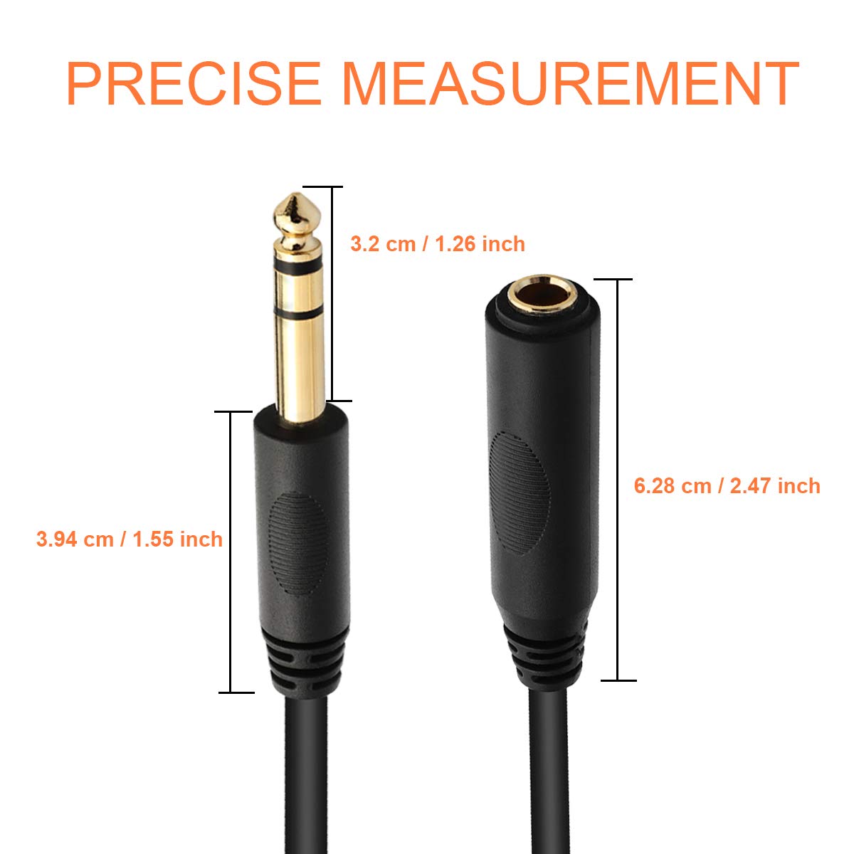 Tisino 1/4 Extension Cable 10 ft, Headphone Extension Cable Quarter inch TRS Male to Female Stereo Guitar Extension Cable Cord