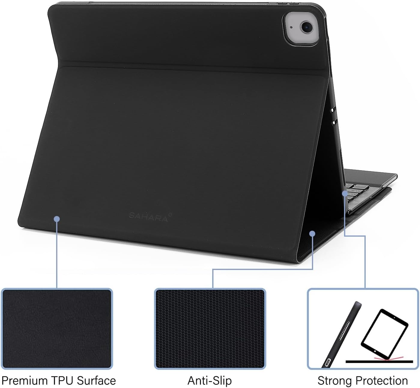 Sahara - Navigate Series Keyboard Case with Track Pad for iPad Air 13" (M2 2024/M3 2025), Black, (TB00418)