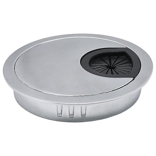 1 Pcs Desk Grommet 2-3/8" / 60 mm, Desk Cord Hole Cover, Cable Grommet Metal Zinc Alloy Materilal, Desk Hole Grommet for Home & Office Pc, Detachable Cable Cord Organizer-Matte Silver