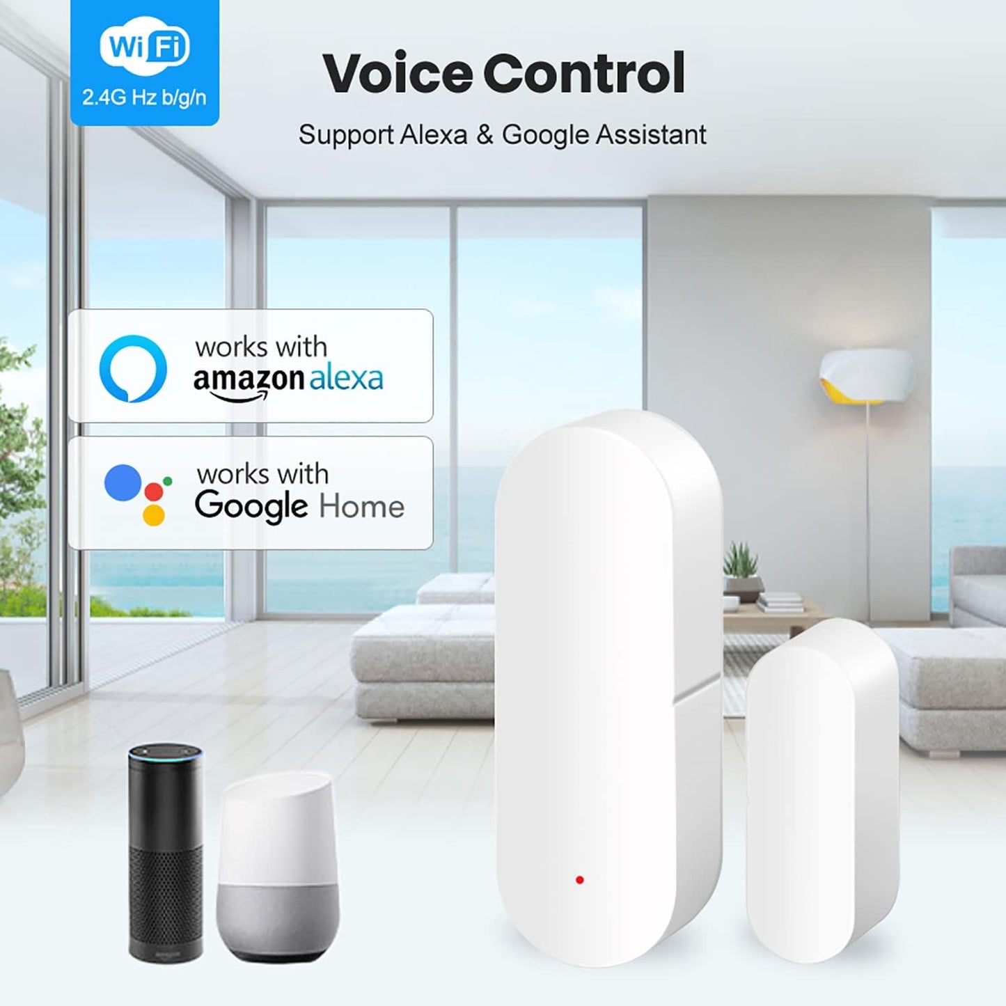 WiFi Door Sensor: Smart Door Open/Closed Detectors, Wireless Window Sensor with App Notification Alert, Contact Sensor for Home Security, Compatible with Alexa Google Assistant (3pack)