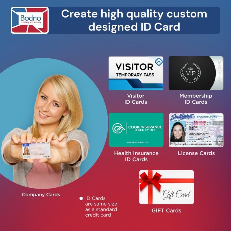 Bodno Seaory S26 Single Sided ID Card Printer & Complete Supplies Package ID Software and Camera - Bronze Edition