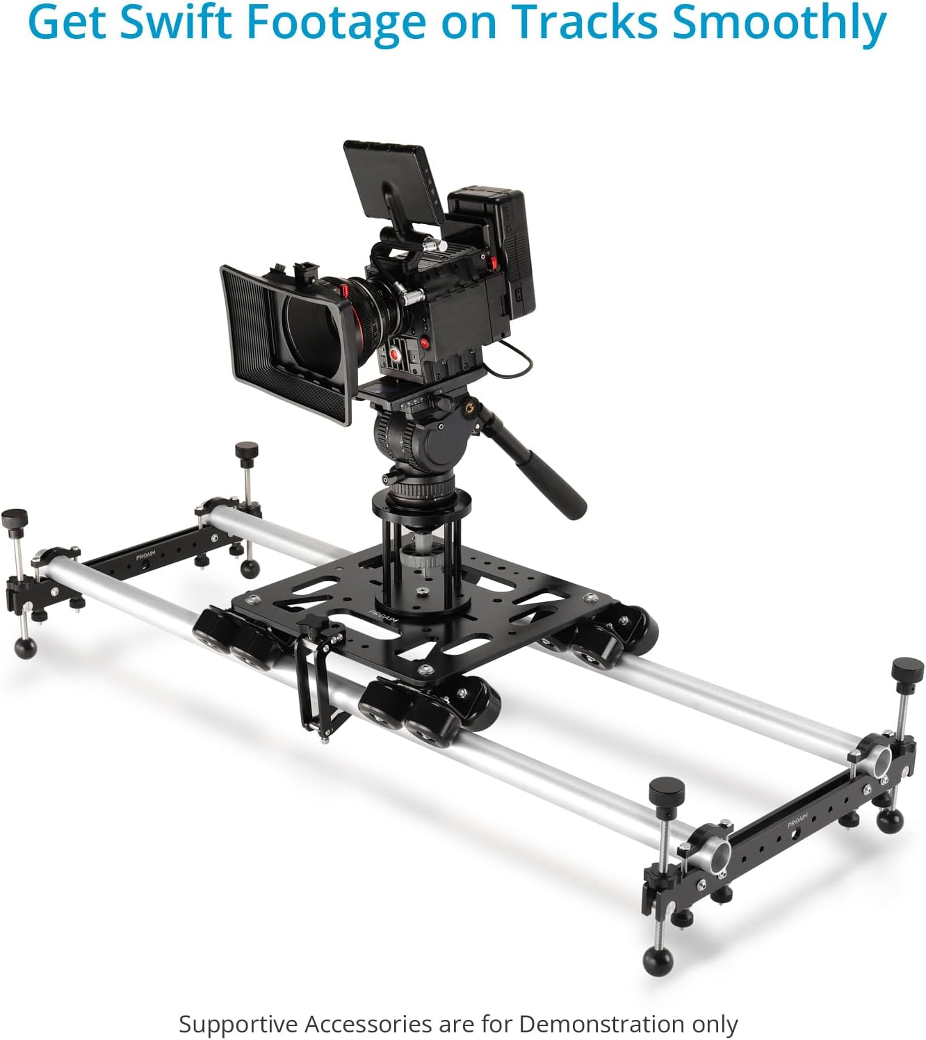 PROAIM Breeza Video/Film Solid Camera Dolly Slider with Track End. Adapts Mitchell, Flat, 75mm & 100mm Camera Heads & Light Cranes. Overslung/Underslung Operations - Hi-hat/Low-hat Mode (DL-BRZA-01)